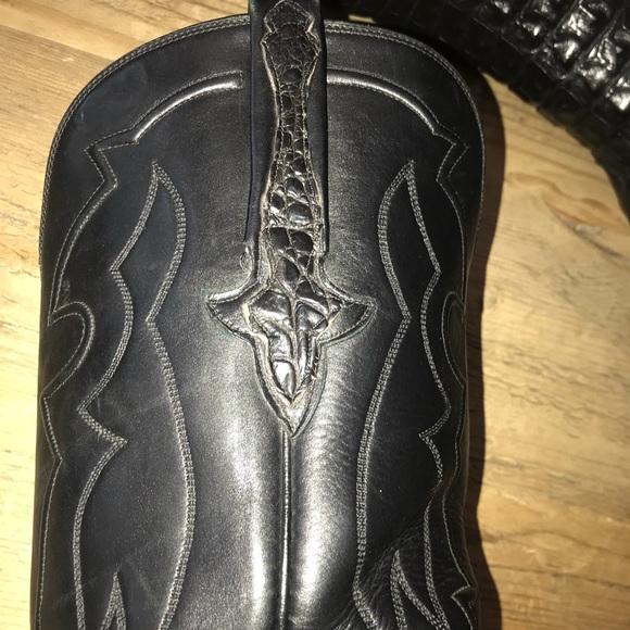 LUCCHESE Handmade Croccodile & Calfskin Cowboy Boots Size 10 D - Picture 5 of 9